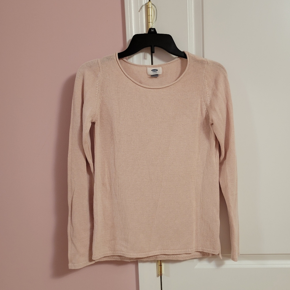 Womens Old Navy Light Pink Long Sleeve Knit Sweater Top- S- Fall, Cozy, Casual
